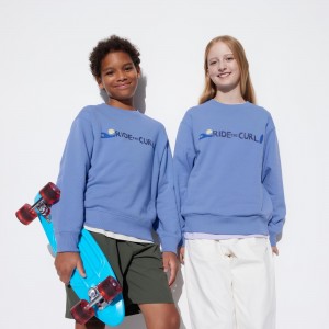 Sweat a Capuche Uniqlo Ultra Stretch Graphic Sweatshirt Enfant Bleu | 4623-DVGYR
