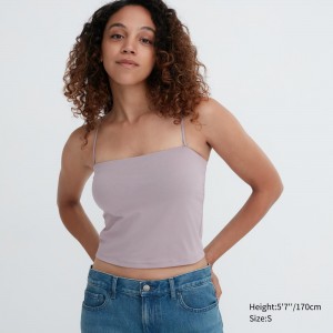 T Shirts Uniqlo Airism Cotton Cropped Bra Tube Top Femme Grise | 9347-KGVHE