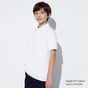 T Shirts Uniqlo Dry Pique Polo Shirt Enfant Blanche | 1467-QKWLA