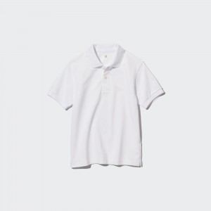 T Shirts Uniqlo Dry Pique Short Sleeved Polo Shirt Enfant Blanche | 2437-JOZPH