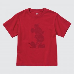 T Shirts Uniqlo Mickey Stands Ut Graphic T-Shirt Enfant Rouge | 0721-HVRAY