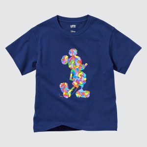 T Shirts Uniqlo Mickey Stands Ut Graphic T-Shirt Enfant Bleu | 0745-URAME