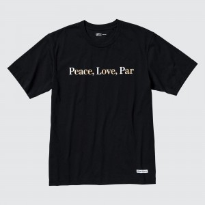 T Shirts Uniqlo Peace For All Graphic T-Shirt Adam Scott Femme Noir | 0271-SFZTO