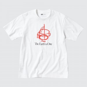 T Shirts Uniqlo Peace For All Graphic T-Shirt Tadao Ando Femme Blanche | 2319-PDBQT
