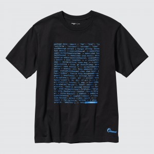 T Shirts Uniqlo Peace For All Graphic T-Shirt Akamai Technologies Femme Noir | 0139-NVAOF