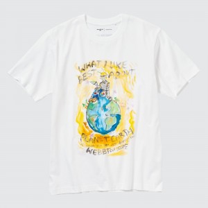 T Shirts Uniqlo Peace For All Graphic T-Shirt Francesco Risso Femme Blanche | 3692-ARETI