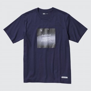 T Shirts Uniqlo Peace For All Graphic T-Shirt Ayumu Hirano Femme Bleu Marine | 4158-CRMOF