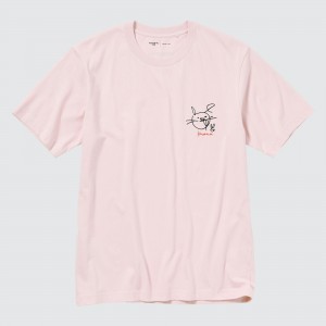 T Shirts Uniqlo Peace For All Graphic T-Shirt Haruka Ayase Femme Rose | 4571-DMTFY