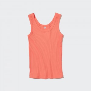 T Shirts Uniqlo Ribbed Tank Top Femme Orange | 0547-RSOKP