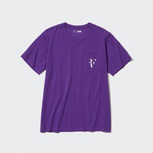 T Shirts Uniqlo Roger Federer Rf Graphic T-Shirt Femme Violette | 7146-NMDKE