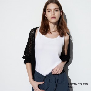 T Shirts Uniqlo Soft Ribbed Vest Top Femme Blanche | 7128-VPXQN