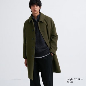 Vestes Uniqlo Balmacaan Coat Homme Vert Olive | 4078-QTNDE