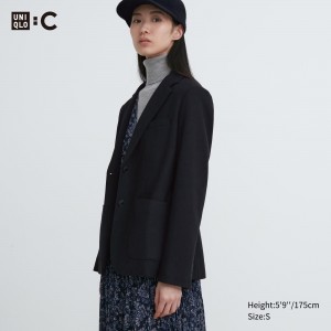 Vestes Uniqlo Brushed Jersey Blazer Jacket Femme Noir | 1406-IXBWJ
