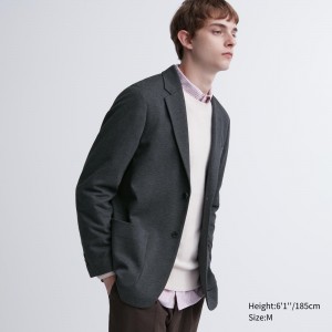 Vestes Uniqlo Comfort Blazer Jacket Homme Grise Foncé | 4638-ZLINM