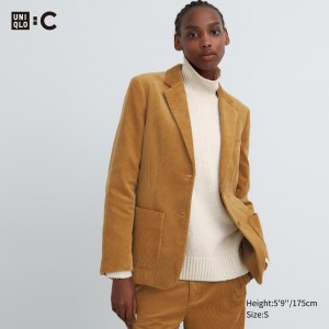 Vestes Uniqlo Corduroy Blazer Jacket Femme Marron | 1326-ELFBZ