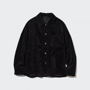 Vestes Uniqlo Corduroy Coverall Femme Noir | 5321-LXQFD