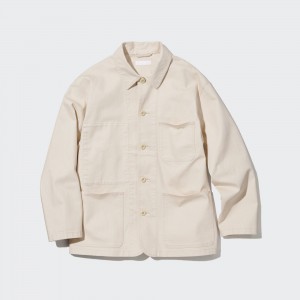 Vestes Uniqlo Denim Utility Jacket Homme Blanche | 1804-WEAKL