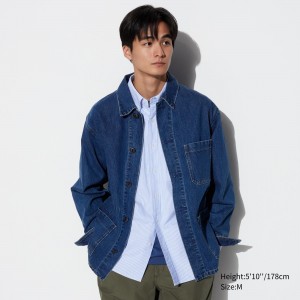 Vestes Uniqlo Denim Utility Jacket Homme Bleu | 7941-SYEAP