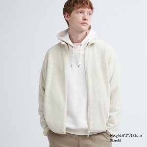 Vestes Uniqlo Fleece Heather Zipped Jacket Homme Blanche | 8679-XNFQV