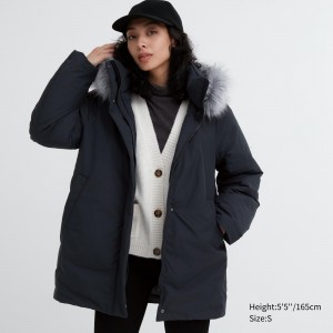 Vestes Uniqlo Hybrid Down Coat Femme Noir | 4526-MKAPO