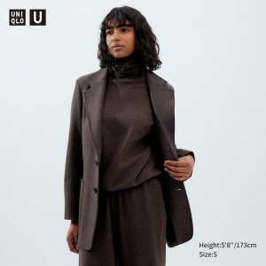 Vestes Uniqlo Jersey Tailored Jacket Femme Marron Foncé | 6251-HRAZC