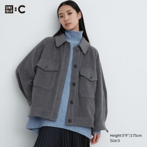 Vestes Uniqlo Oversized Jacket Femme Grise | 2905-AWSCU
