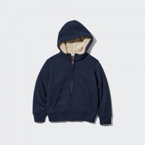 Vestes Uniqlo Pile Lined Sweat Zipped Hoodie Enfant Bleu Marine | 3429-MWADZ