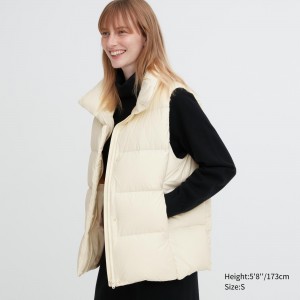 Vestes Uniqlo Powder Soft Down Vest Nanodesign Femme Blanche | 0326-XMUIH
