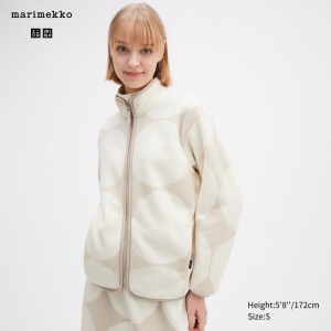 Vestes Uniqlo Printed Fleece Jacket Femme Grise Clair | 7134-FMGAL