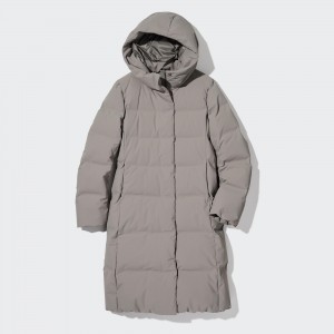 Vestes Uniqlo Seamless Down Long Coat Femme Grise | 6258-LEPGJ