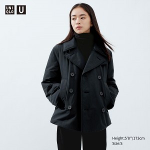 Vestes Uniqlo Short Padded Pea Coat Femme Noir | 6245-JEIQH