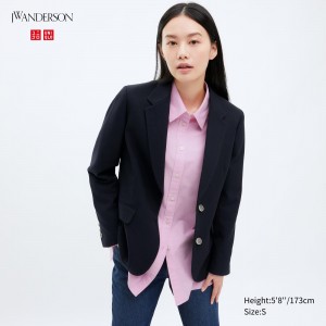 Vestes Uniqlo Single Breasted Jacket Femme Bleu Marine | 6204-TBUYR