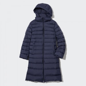 Vestes Uniqlo Ultra Light Down Long Coat Femme Bleu Marine | 3562-QJXUI