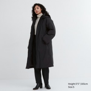 Vestes Uniqlo Ultra Warm Hybrid Down Long Coat Femme Noir | 6210-EJBPV